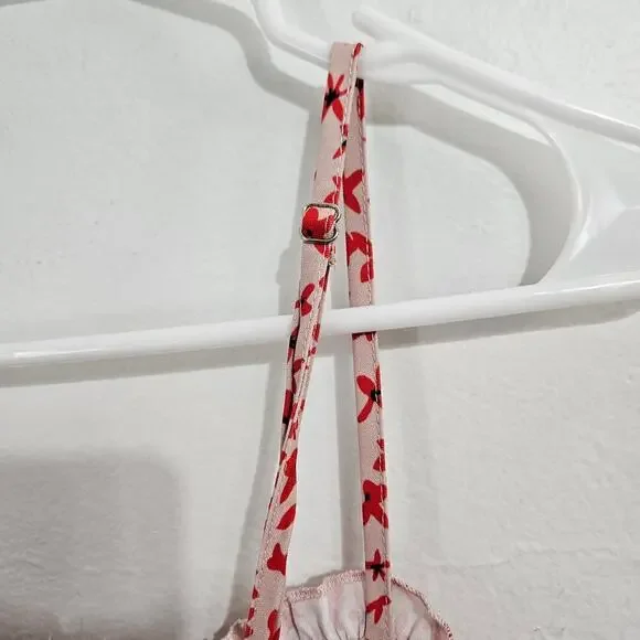 Princess Poly Deniz Pink Mini Dress Ruffle Floral Spaghetti Straps Size Small/6 - Picture 6 of 7